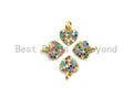 CZ Colorful Micro Pave Heart Pendant, Heart Shaped Pave Pendant, Gold plated, 9x10mm, Sku#F720
