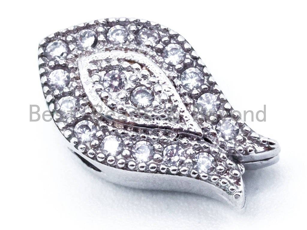 CZ Micro Pave Tulip Flower Spacer Beads,Cubic Zironia Gold/Silver/Rose Gold/Black Spacer Beads,12x5x7mm, sku#N18