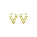 Gold V Shape Geometry Huggie Earrings, Sku#A249