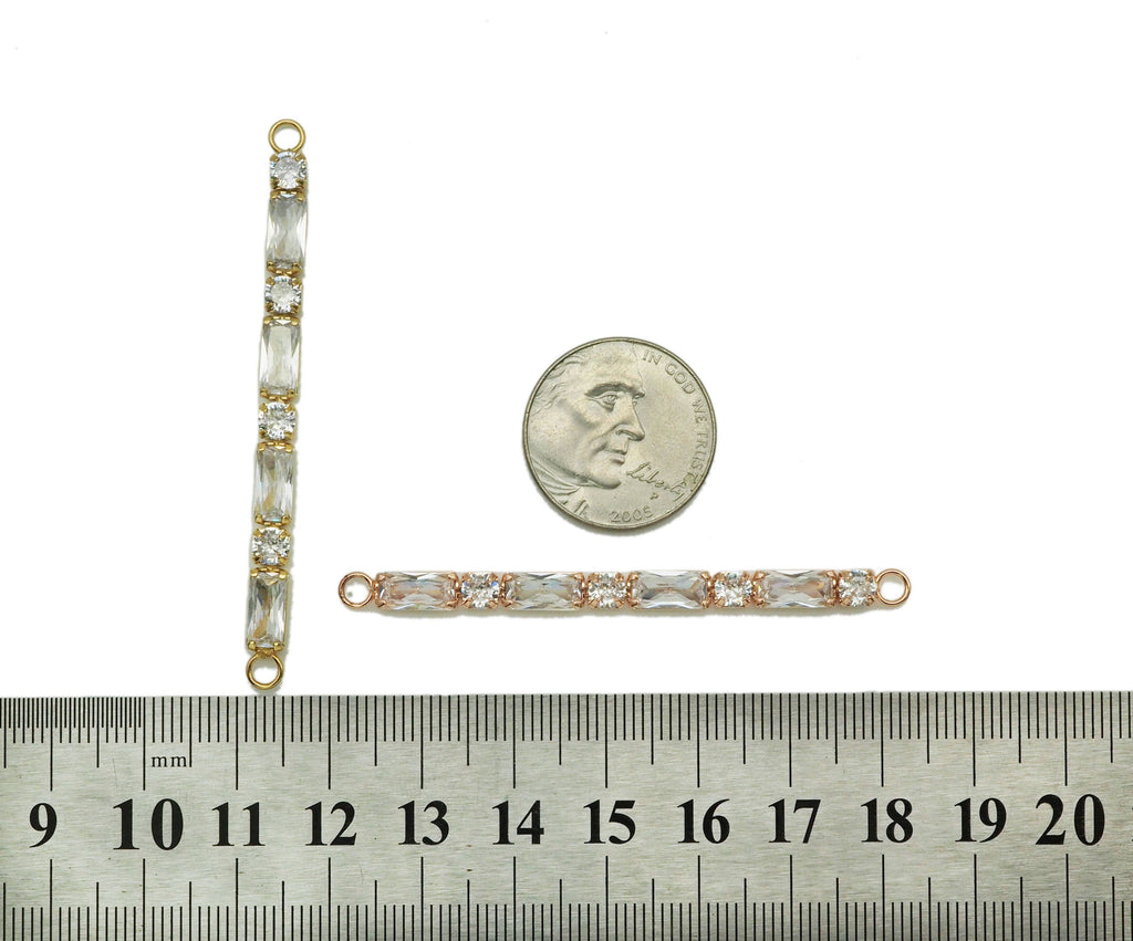 Baguette CZ Long Connector, Sku#Y643