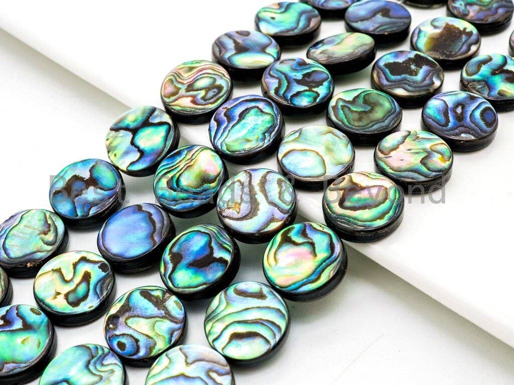 8mm/10mm/12mm/14mm Natural Abalone Flat Coin Shell beads, Wholesale Gemstone Beads, Round Smooth Coin Abalone Beads, 16inch strand,SKU#R2