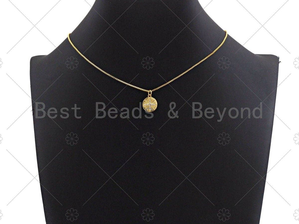 18K Gold Finish Dainty Star Coin Charm, Cross Gold Coin Charm, Star disc Pendant, 12mm, sku#Z1137
