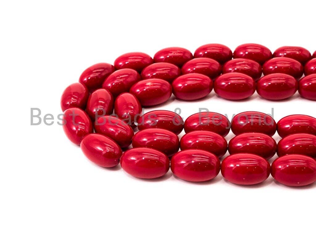 Red Natural Mother of Pearl beads,12x19mm Long Oval beads, Loose Oval Smooth Pearl Shell Beads, 16inch strand, SKU#T92