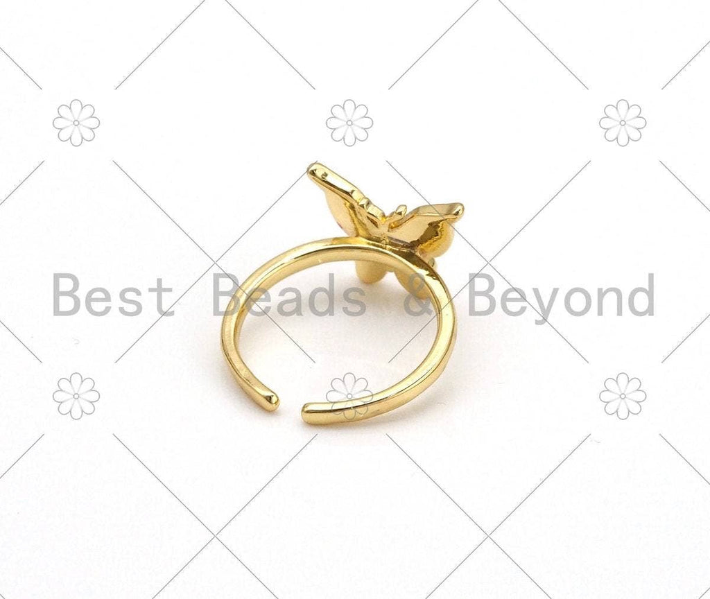 Colorful Enamel Butterfly Shape Adjustable Ring, Sku#X273
