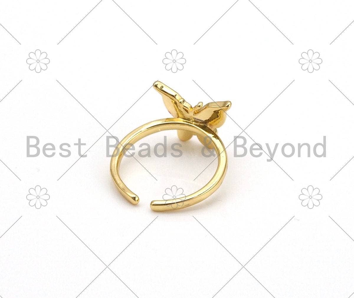 Colorful Enamel Butterfly Shape Adjustable Ring, Sku#X273