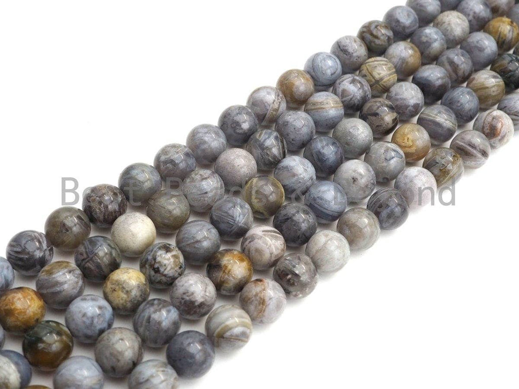 Quality Natural Silver Needle Agate Beads, 6mm/8mm/10mm/12mm Round Agate Beads, 15.5" Full Strand, Sku#U803