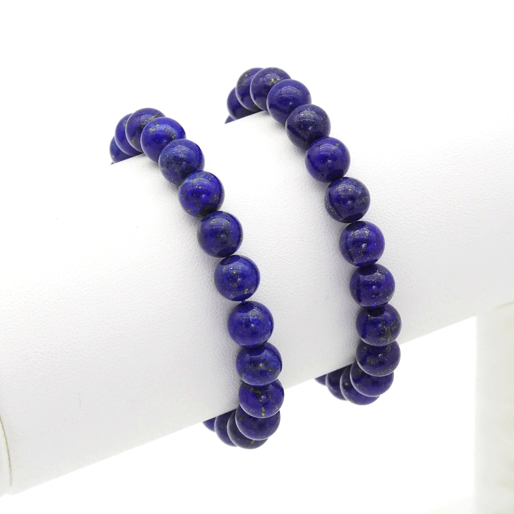 Genuine Quality Lapis Round Smooth Stretchy Bracelet, Sku#EF330