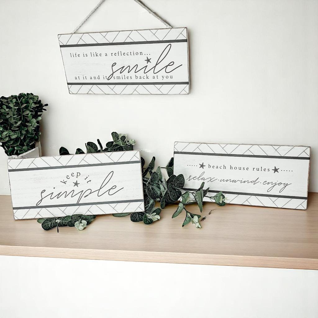 Keep It Simple Summer Sign 11x5 Wooden Beach Wall Decor Modern Coastal