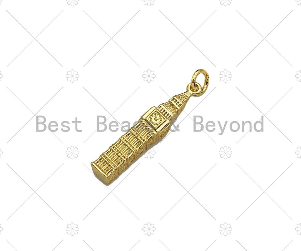 Gold Filled Bell Tower Shape Pendant, 18K Gold Filled Bell Tower Charm, Necklace Bracelet Charm Pendant, 5x26mm, Sku#Y441