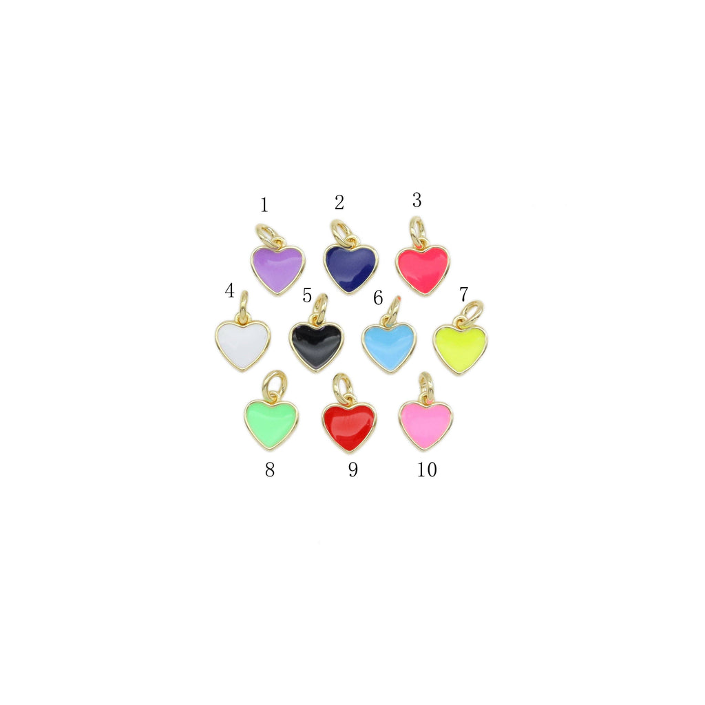 Colorful Enamel Gold Heart Charm, Sku#ML74c