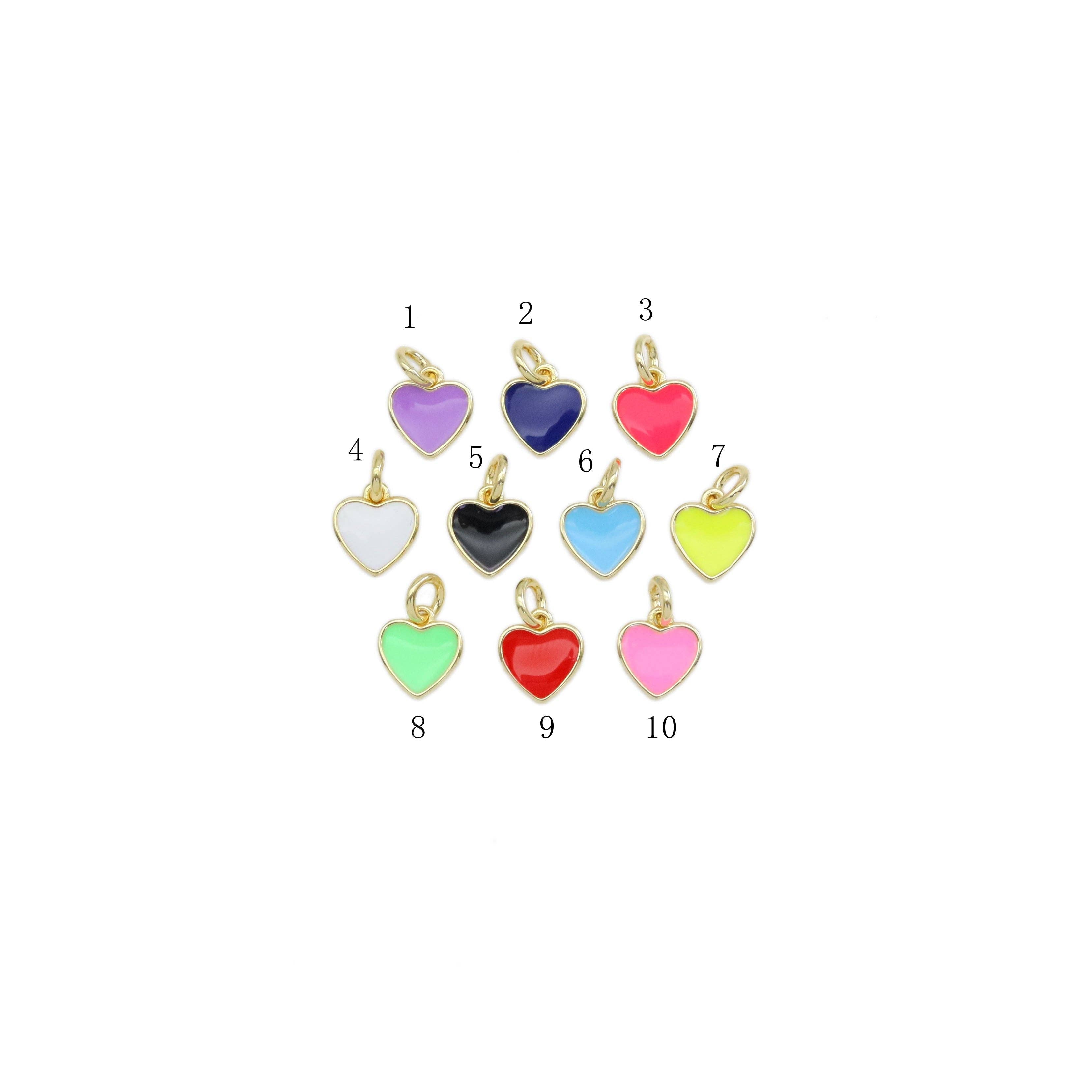 Colorful Enamel Gold Heart Charm, Sku#ML74c