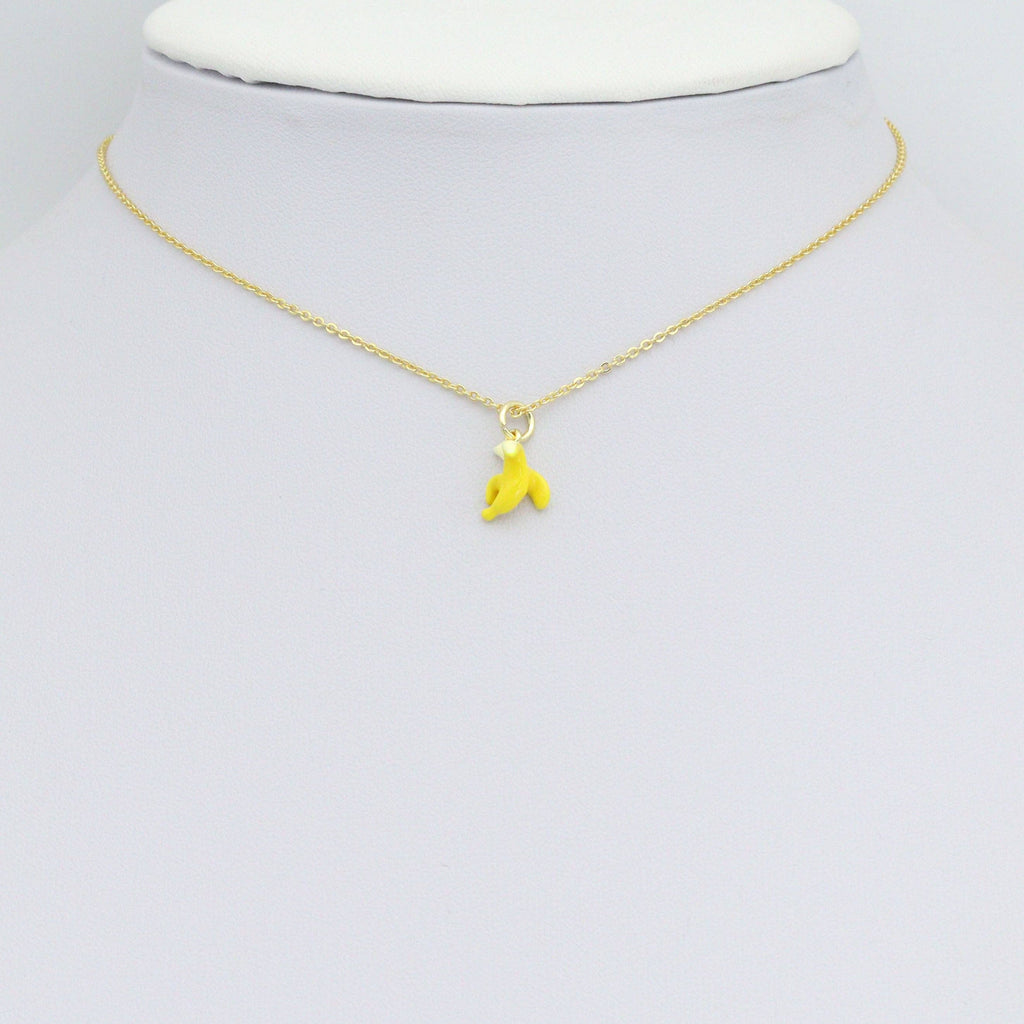 Enamel Banana Gold Charm Pendant,Sku#LX846