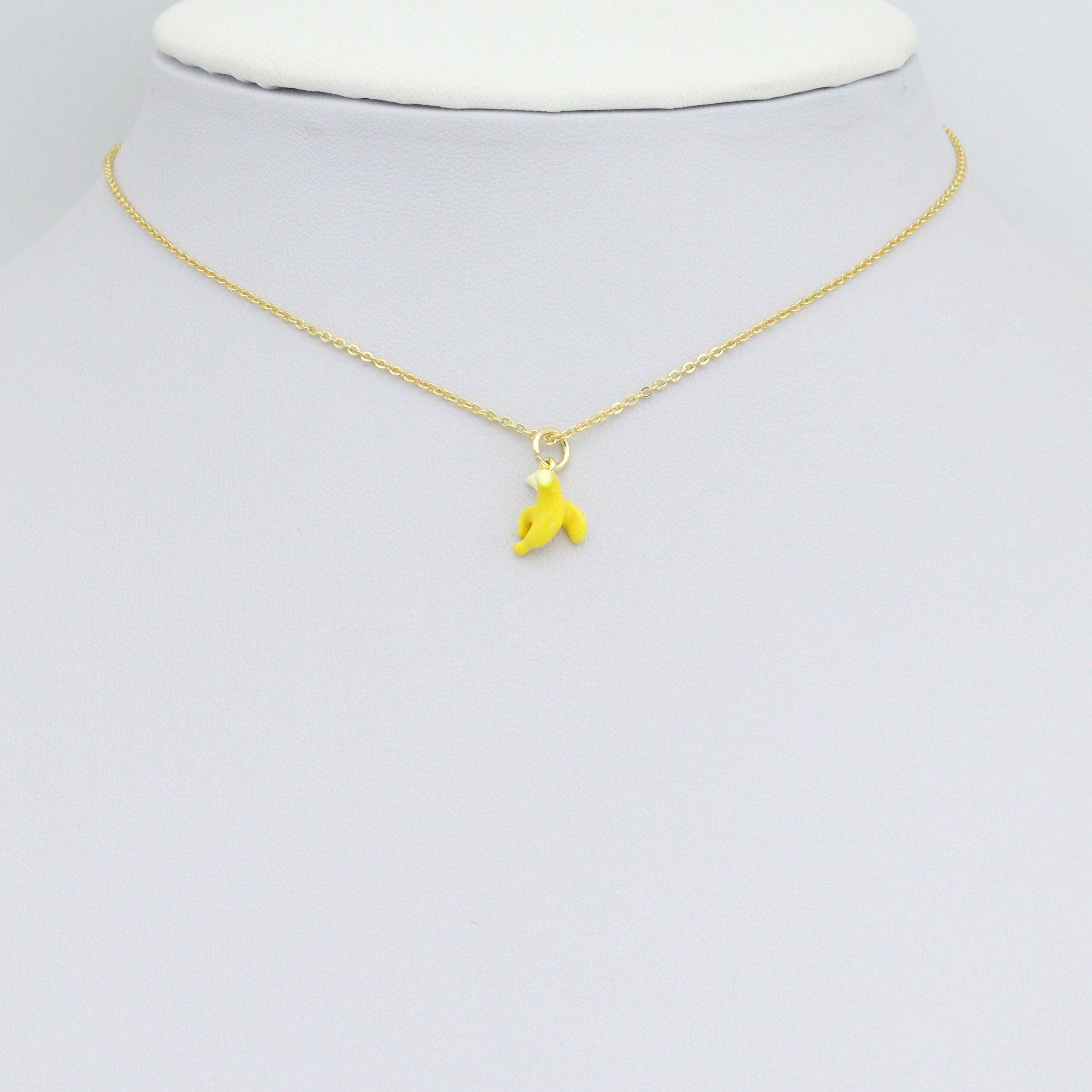 Enamel Banana Gold Charm Pendant,Sku#LX846