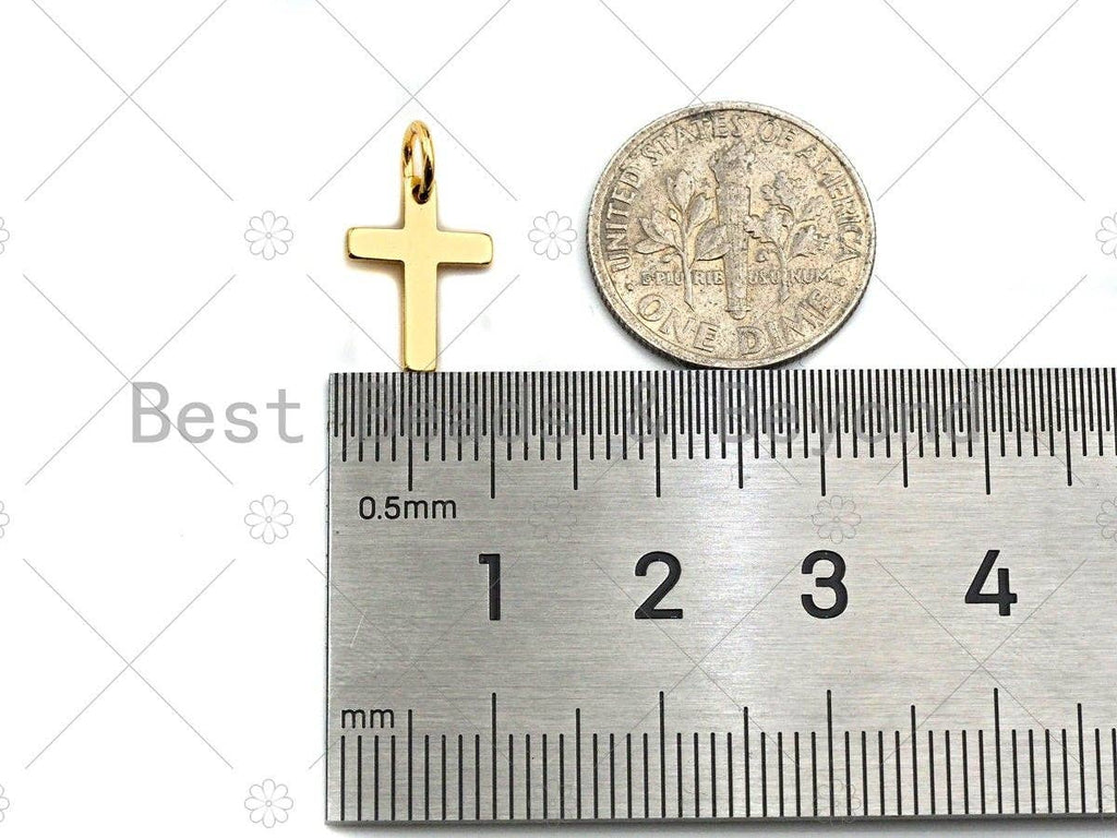 Gold Color Cross Pendant/Charm, Dainty Pave Cross Pendant, 9x13mm, sku#Y282