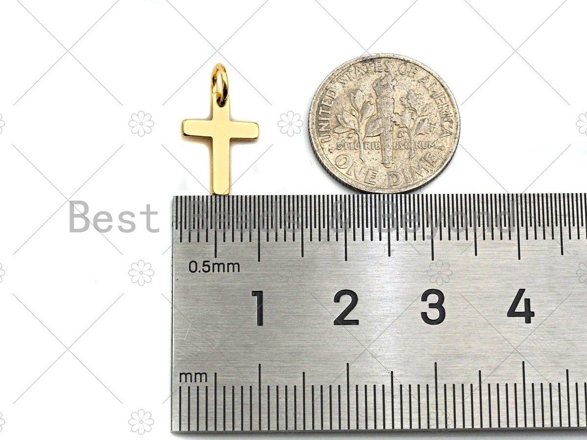 Gold Color Cross Pendant/Charm, Dainty Pave Cross Pendant, 9x13mm, sku#Y282