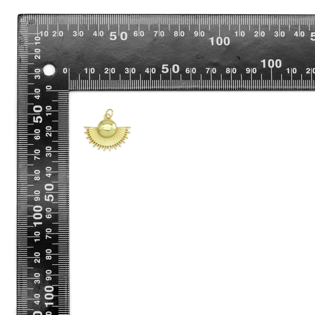 Gold CZ Fan Shape Charm, Sku#Y905
