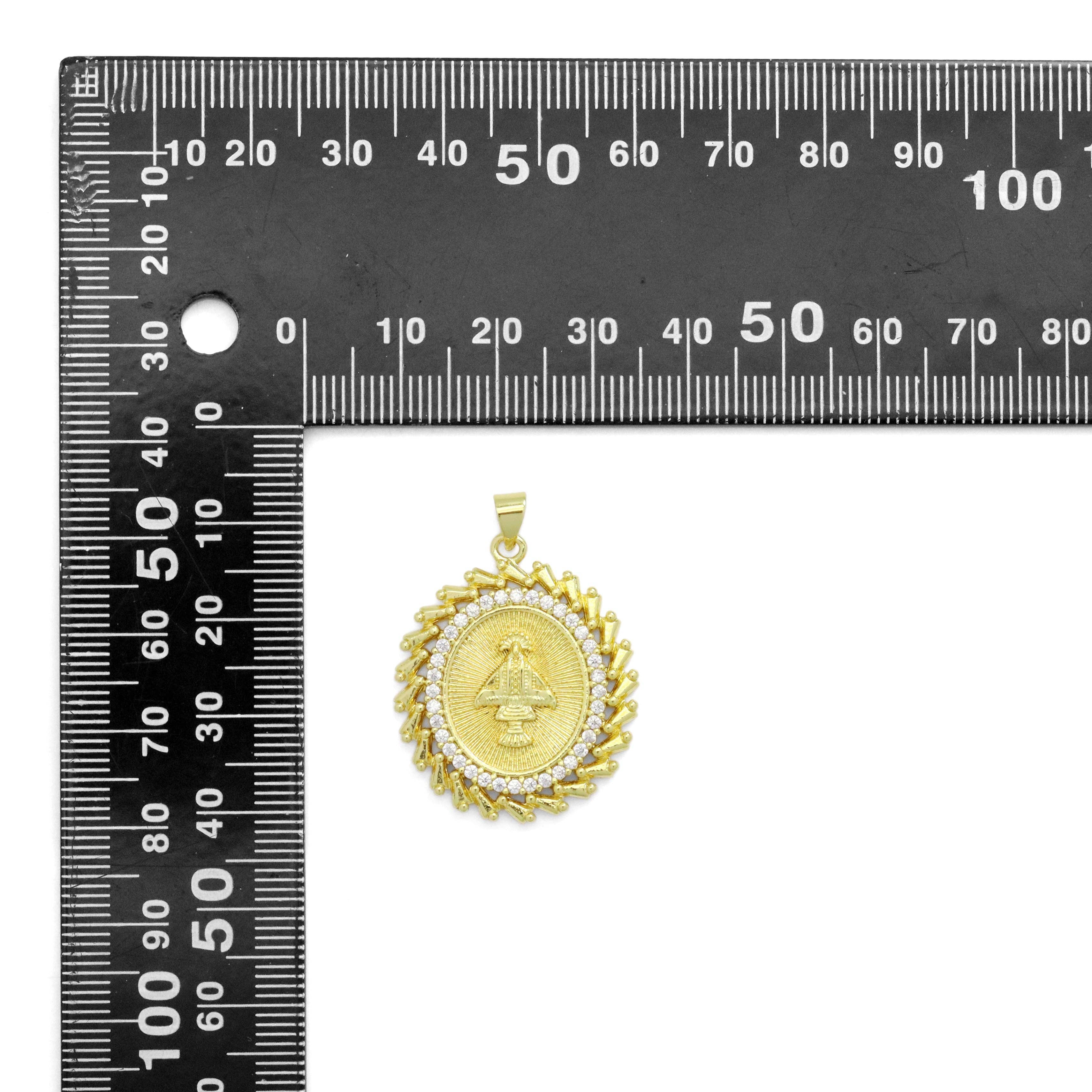 Clear CZ Oval CZ Saint Charm, Sku#LK940
