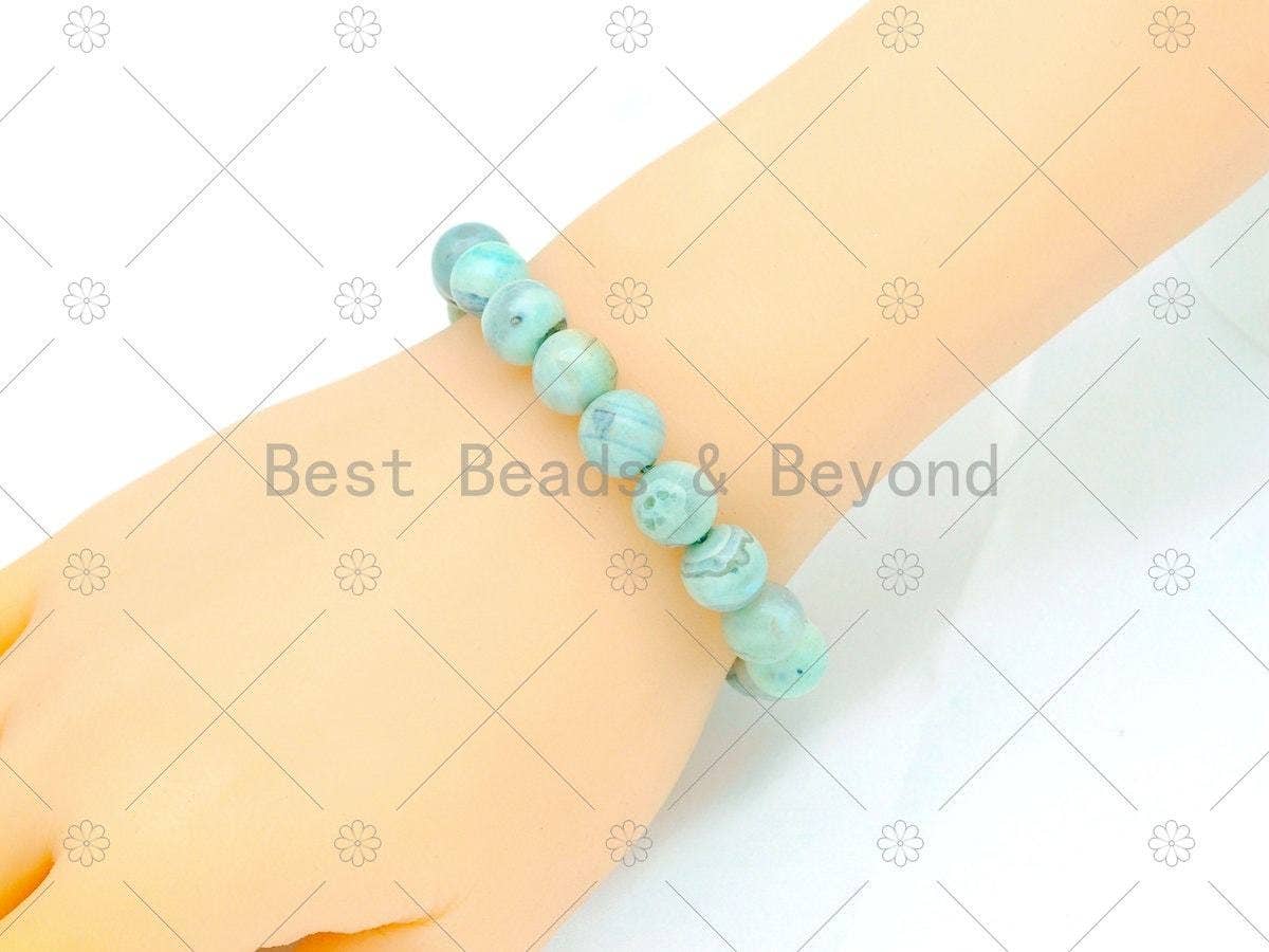 Blue 'Planet' Agate Stretchy Bracelet,Sku#EF79