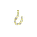 Clear Square CZ Gold horseshoe Shape Charm Pendant, Sku#LX760
