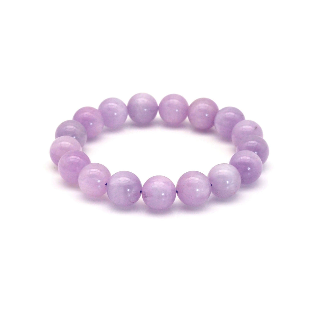 Genuine Quality Round Smooth Kunzite Stretchy Bracelet, 8mm/10mm/12mm, Sku#EF360