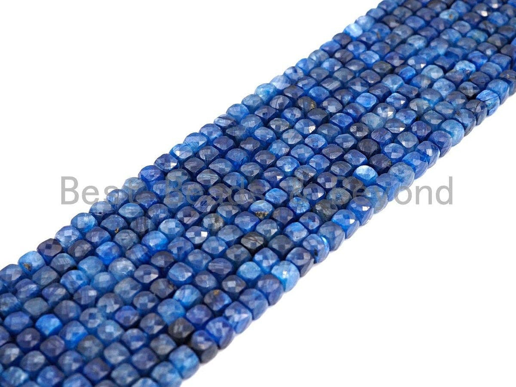 High Quality Natural kyanite Beads, 4mm Kyanite Faceted Cube Beads, 16" Full Strand , Sku#U813