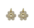 Gold CZ Smiley Face Flower Charm, Sku#L711