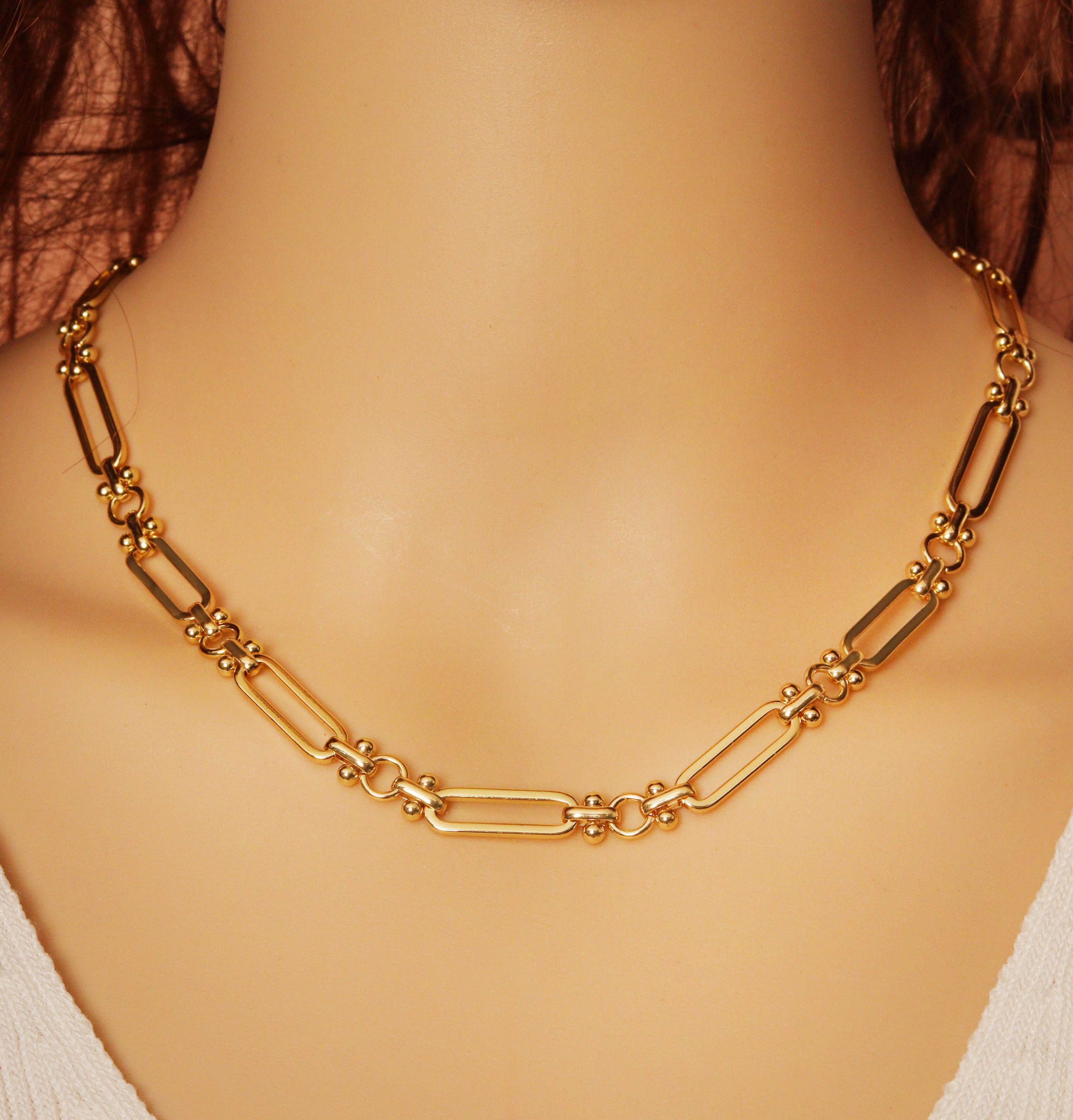 Paperclip Ball chain necklace, sku#EF239