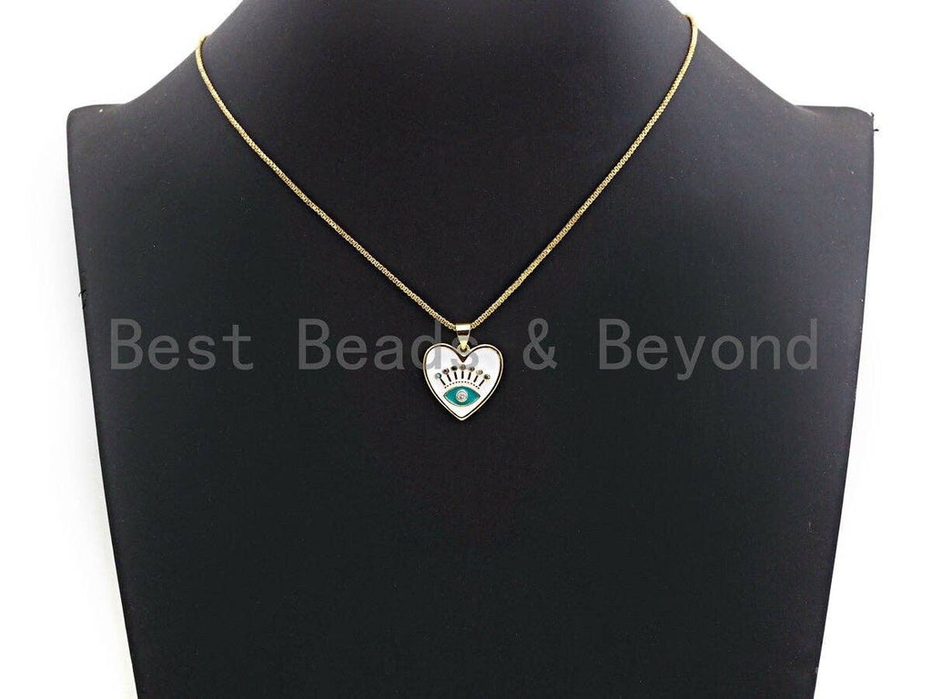 Enamel White/Red/Black Evil eye on Heart pendant, Enamel heart charm, Protection Evil eye charm, 19mm, sku#Z639