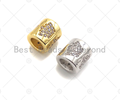 CZ Micro Pave Crown On Large Hole Tube spacer Beads,Sku#C122