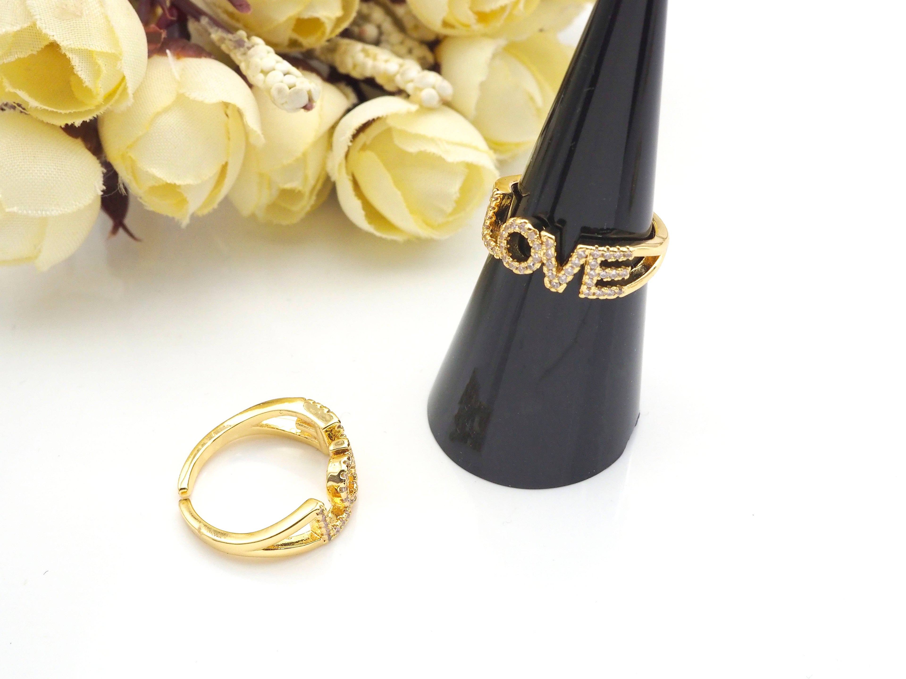 CZ Pave Love Word Ring, LD37