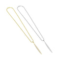 Gold Silver box Chain CZ Long Spike Bar Pendant  Necklace, Sku#A180