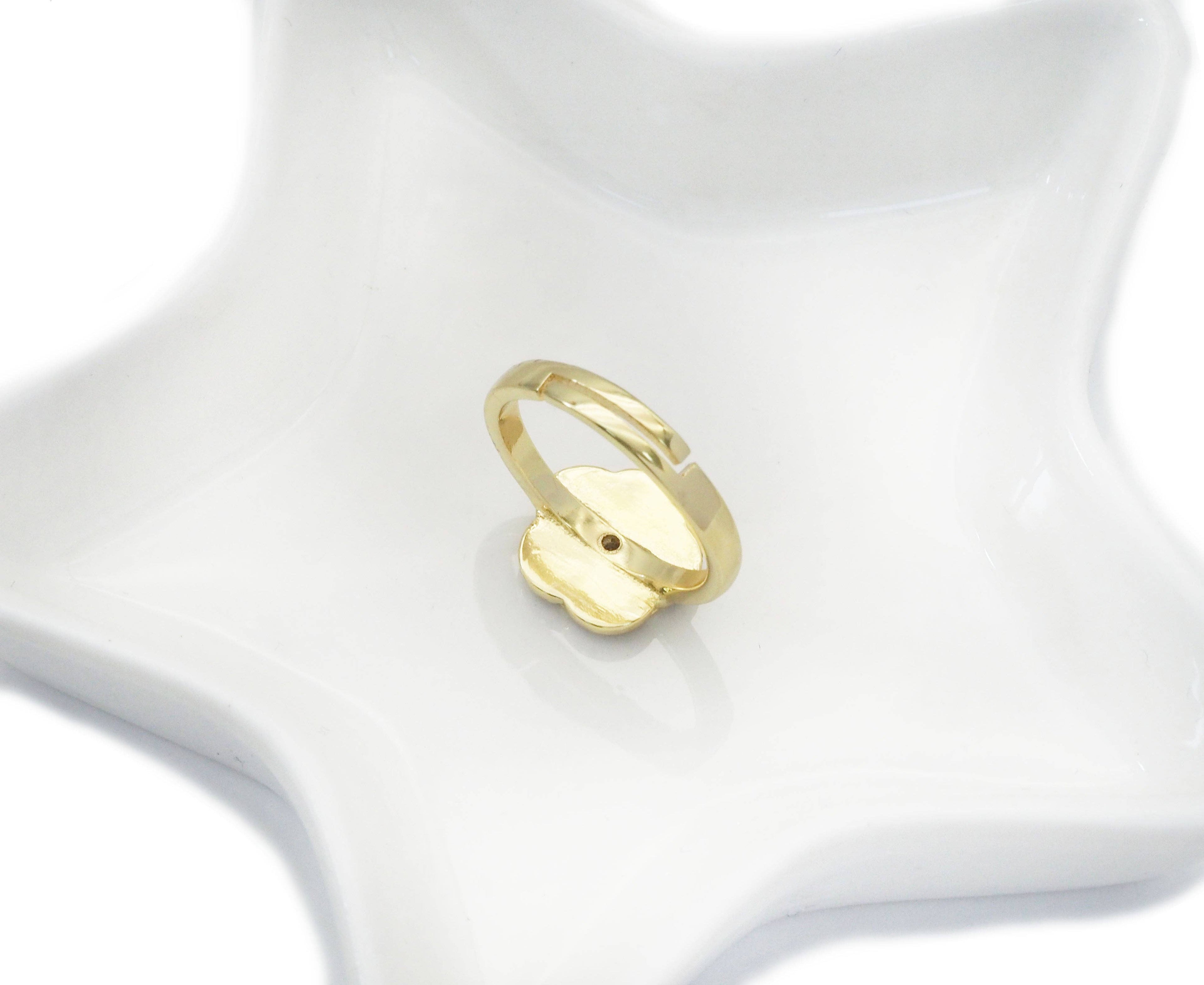 Mother-of-pearl Flower Adjustable Ring, Sku#FH212