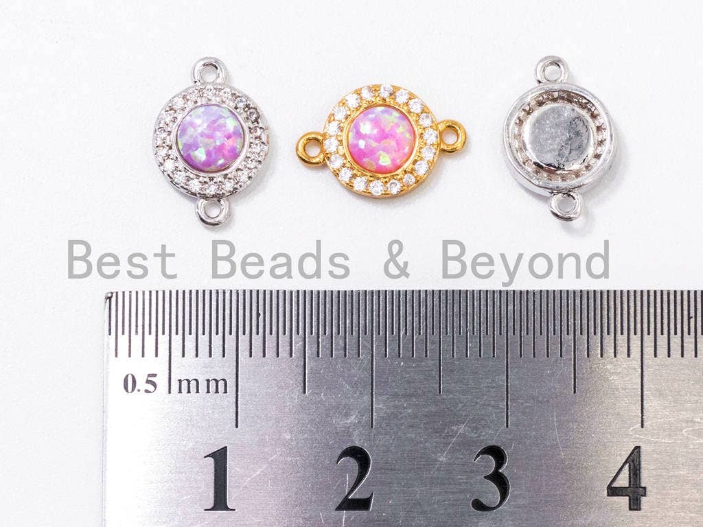 CZ Micro Pave Round connector/Link Finding, Pink Opal, CZ micro paved ,Cubic Zirconia CZ Connector, 9x13mm, sku#A69