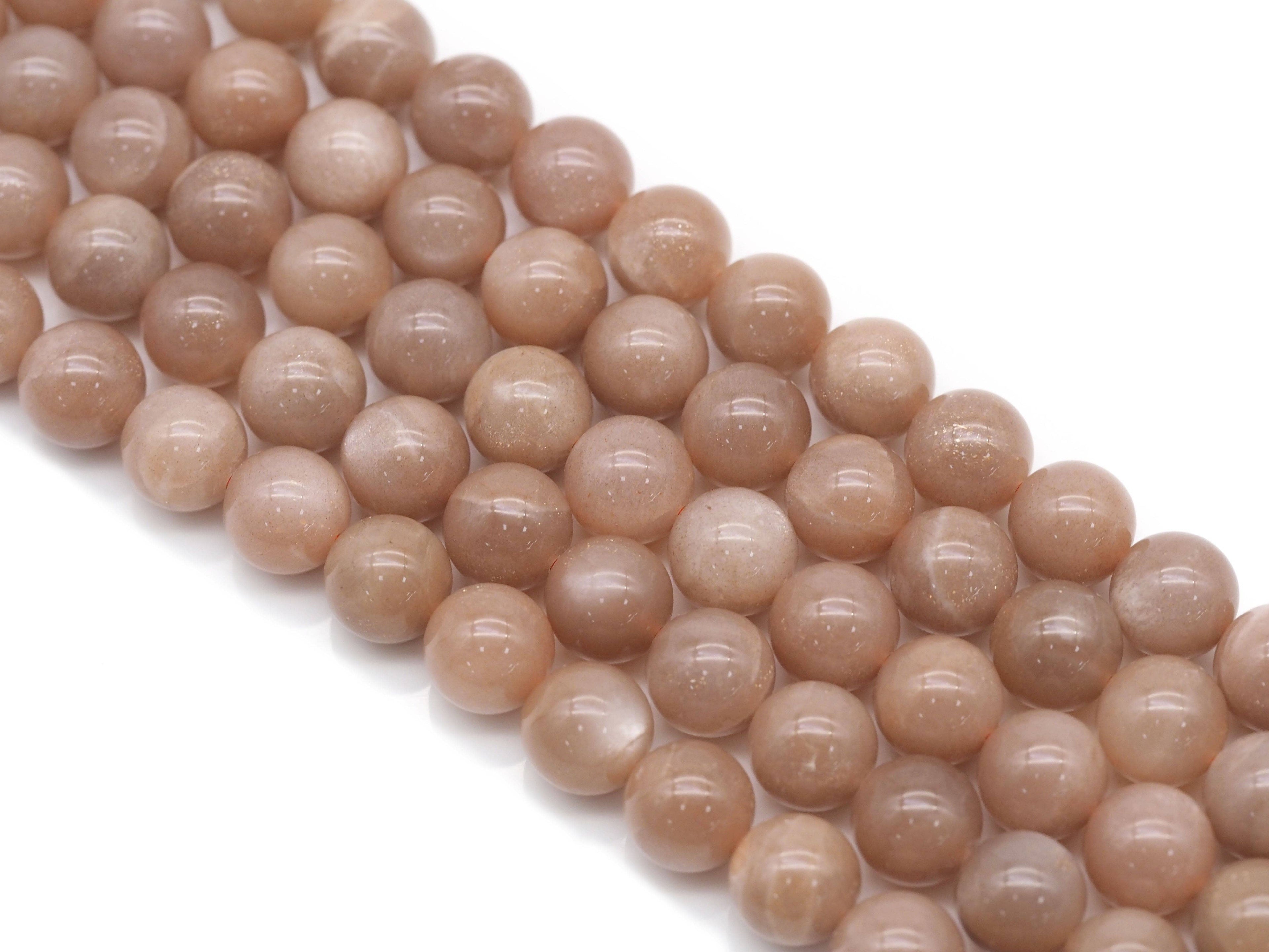 Genuine Quality Peach Moonstone Round Smooth Beads, Sku#U1372