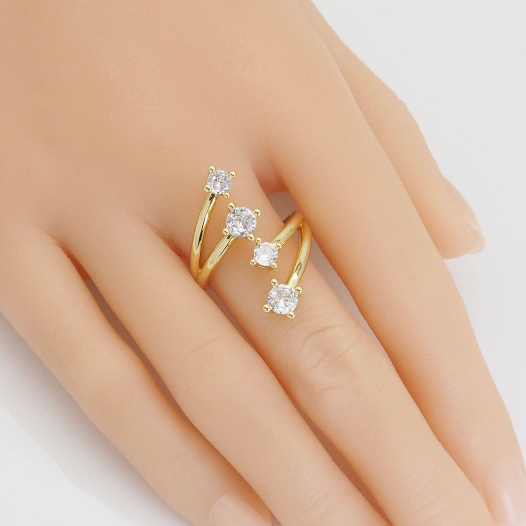 Four Diamond in a Row Wrap Ring, Sku#LX415
