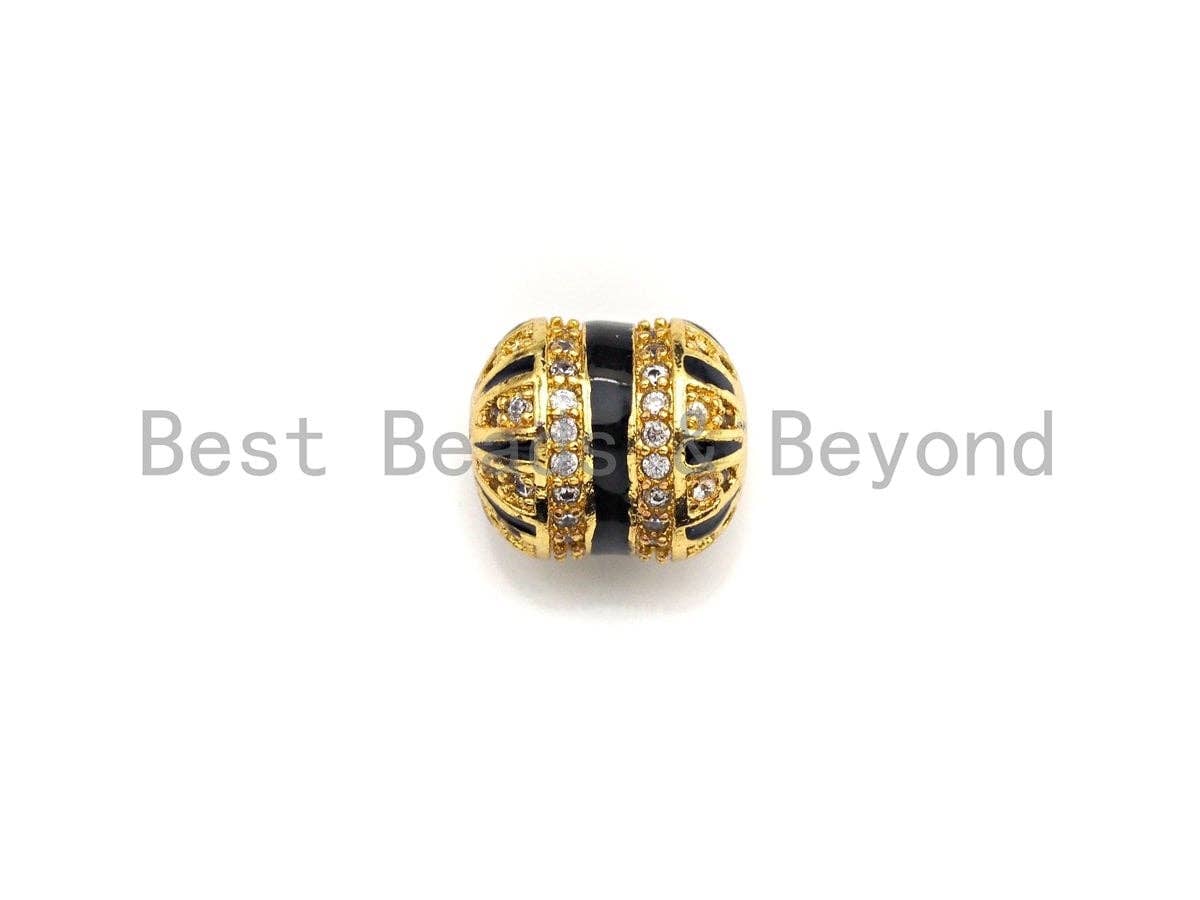 CZ Pave Pillow Shape beads, Cubic Zirconia Spacer Beads, 9x10mm, Men's Jewelry Findings,sku#Z932