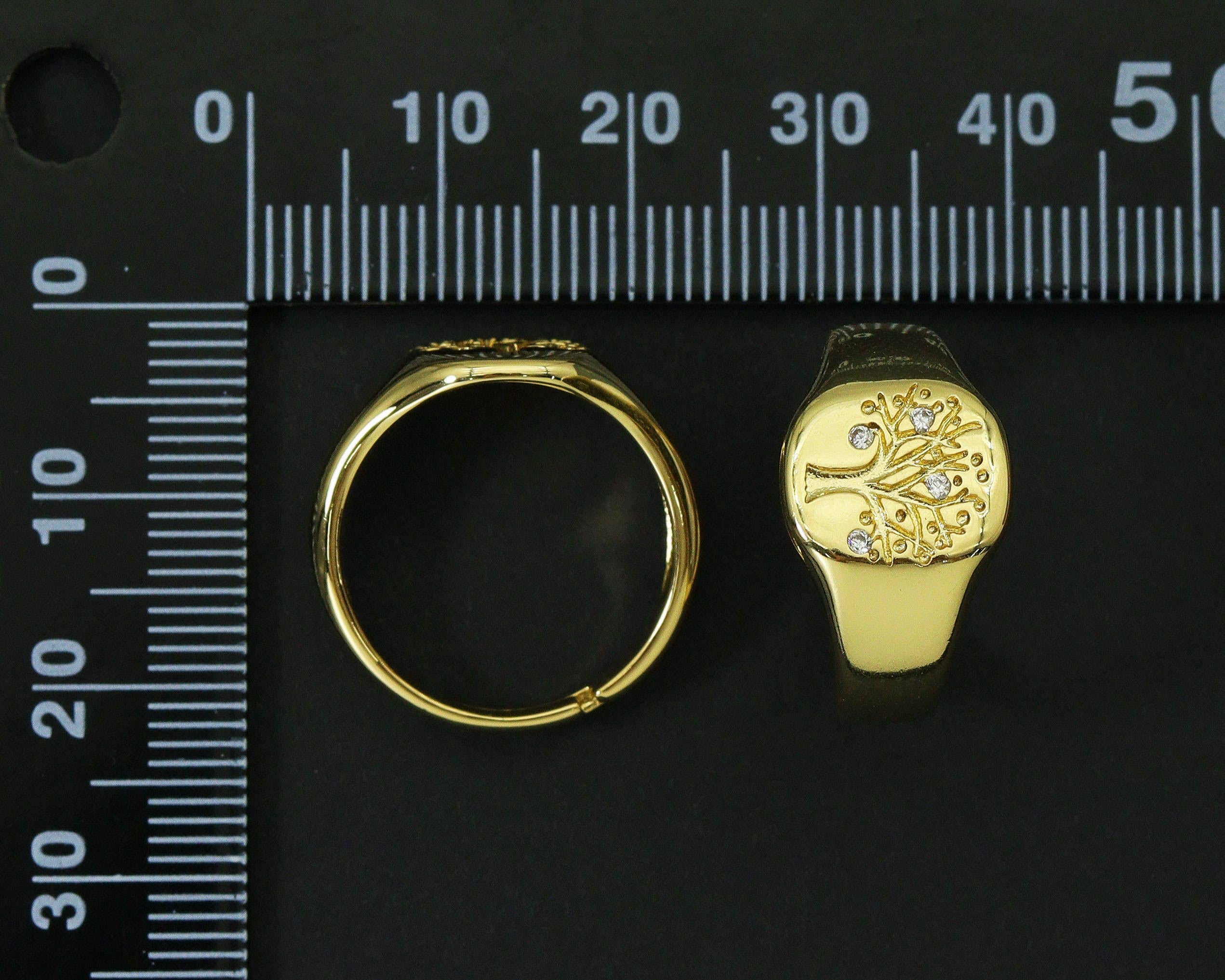 CZ Life Tree Signet Adjustable Ring, Sku#O93