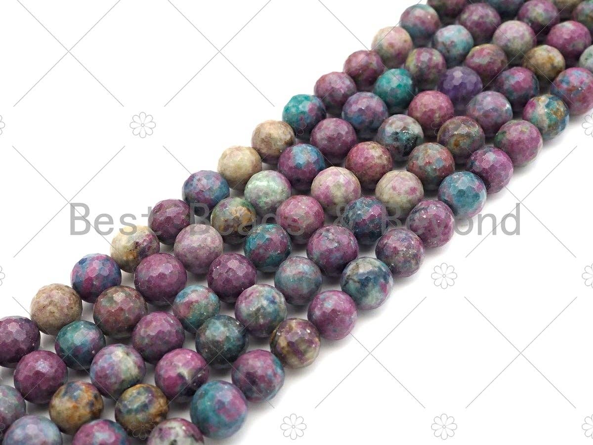 High Quality Genuine Red Corundum Faceted Round Beads, 6mm/8mm/10mm Natural Corundum, 15.5'' Full Strand, SKU#U1070