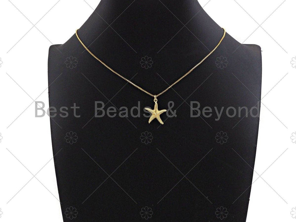 CZ Micro Pave Starfish Pendant, Cubic Zirconia Starfish Pendant Charm for Necklace Bracelet Earrings Making, 19x22mm,sku#L359