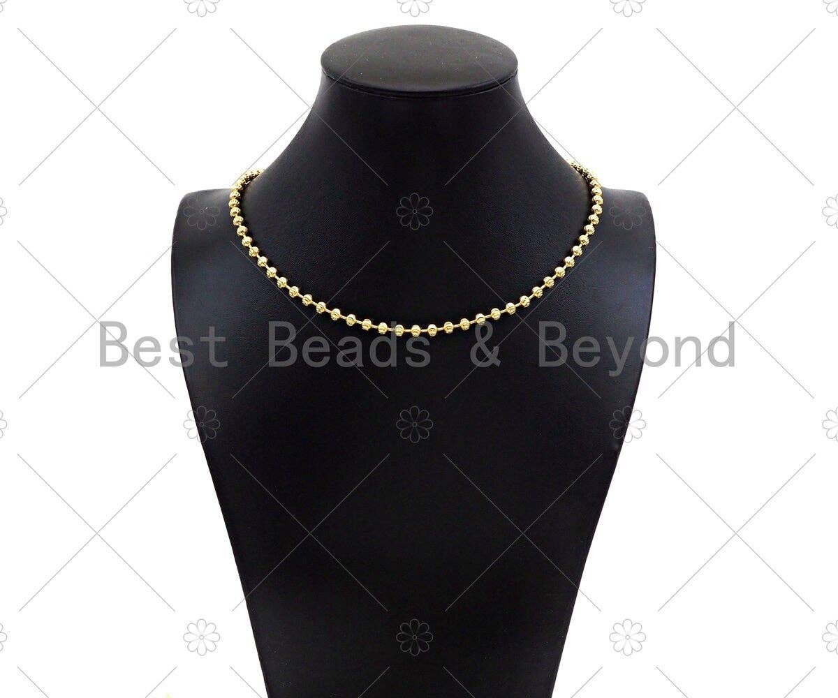 Solid Shinny Gold 4mm Lantern ball Finished Necklace Bracelet SKU#LD72