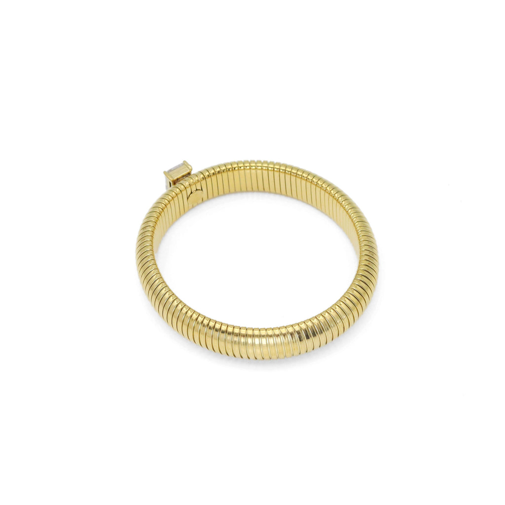 Black Green Clear Rectangle CZ Gold Adjustable Bangle Bracelet, Sku#LX646