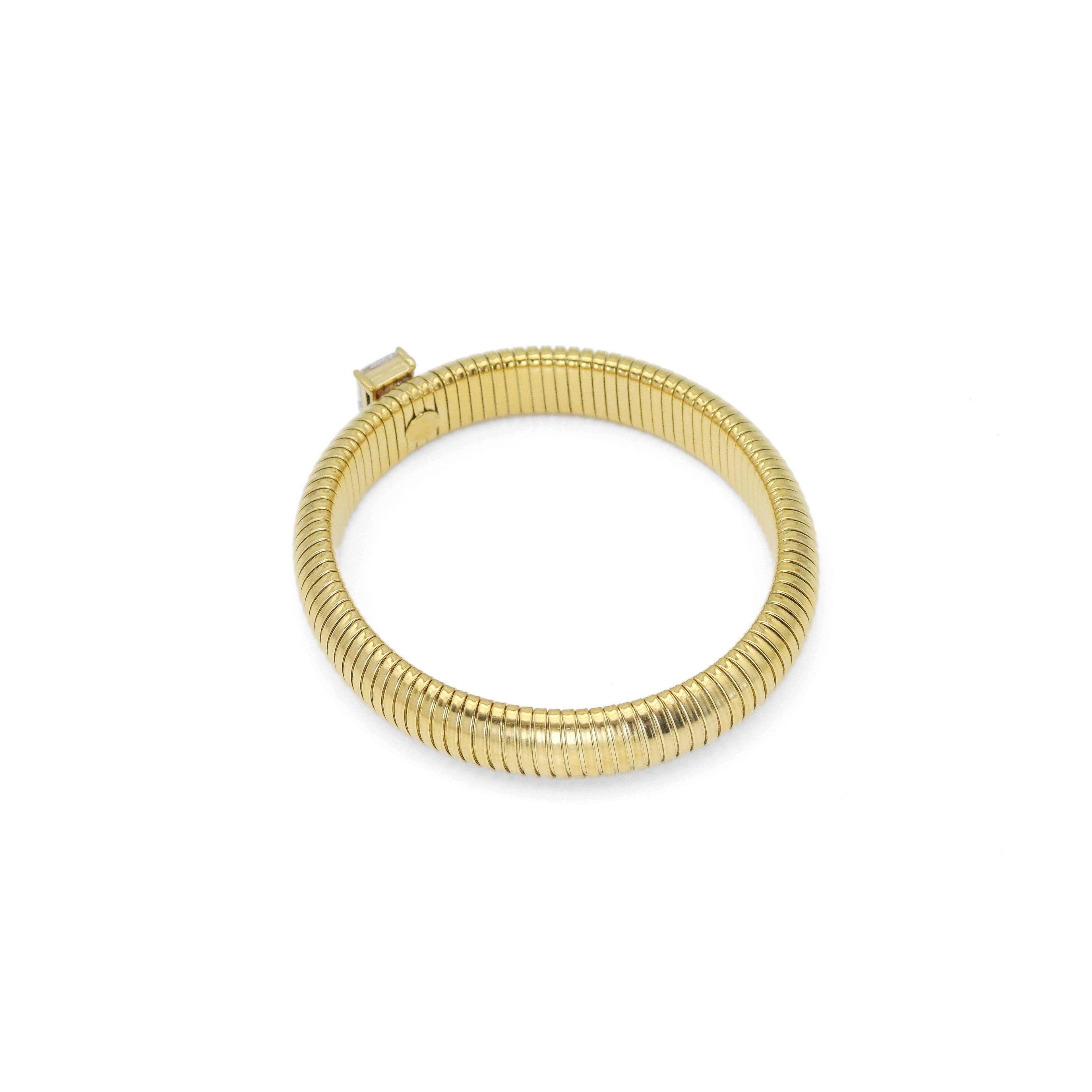 Black Green Clear Rectangle CZ Gold Adjustable Bangle Bracelet, Sku#LX646