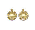 Gold Pearl Round Mirror Coin Charm, Sku#B221