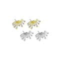 Gold Baguette CZ Half Circle Radial Stud Earrings, Sku#LX424c