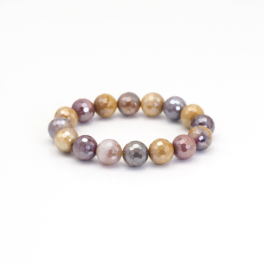 Mystic Mookaite Round Faceted Stretchy Bracelet, Sku#EF419