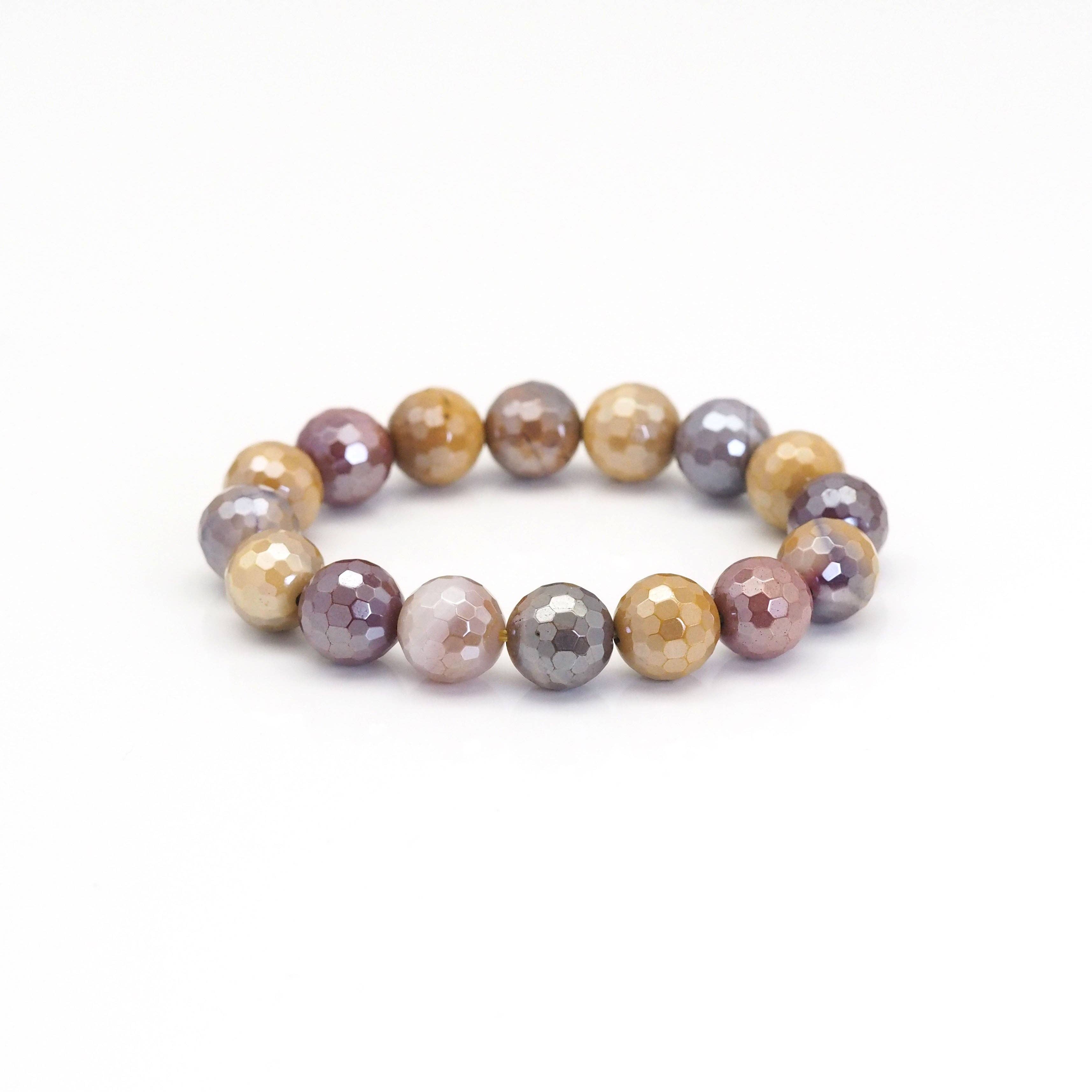 Mystic Mookaite Round Faceted Stretchy Bracelet, Sku#EF419