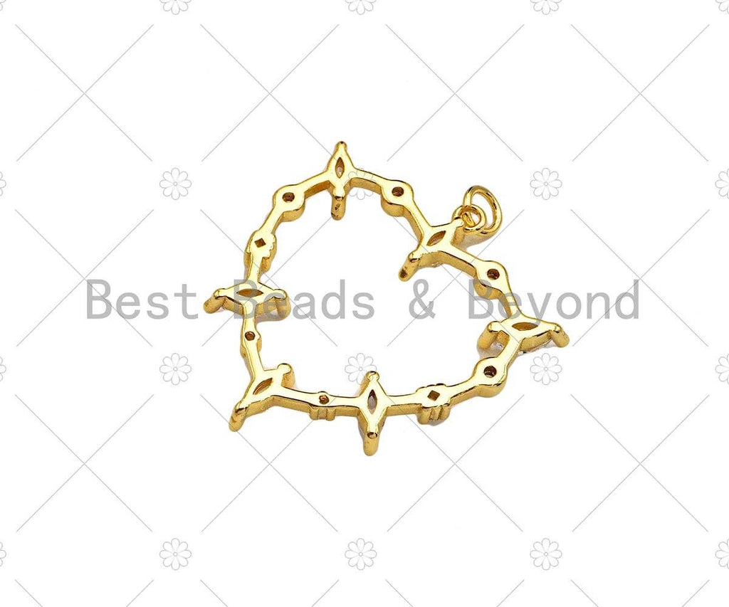 Gold Filled Heart Frame Shape Pendant, Black Micro Pace CZ 18K Gold Filled Charm, Necklace Bracelet Charm Pendant,28x30mm,Sku#Z1356