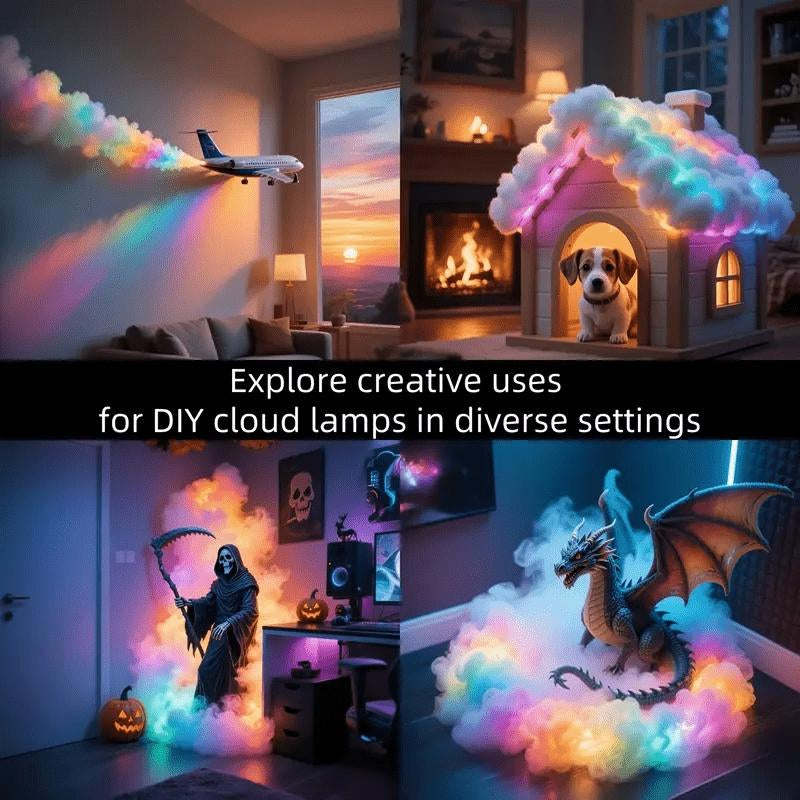 157.48Inled Cloud Light with Music Rhythm, DIY Thundercloud Night Light for Bedroom & Gaming Room - USB Powered, Vibrant Glow, Perfect for Christmas Gifts, Holiday Office, Hotel, Party, Cafe, Bedroom Ambiance | Dynamic Visual Effect | Decorative Lighting