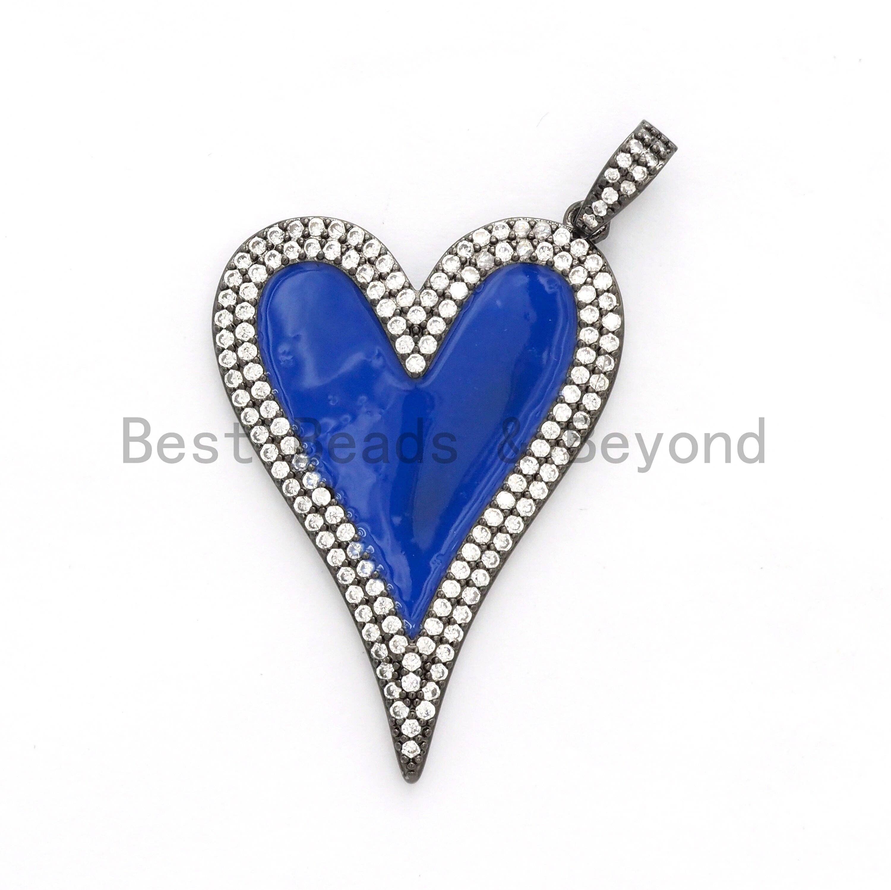 Pave CZ Enamel Heart Pendant, sku#F566