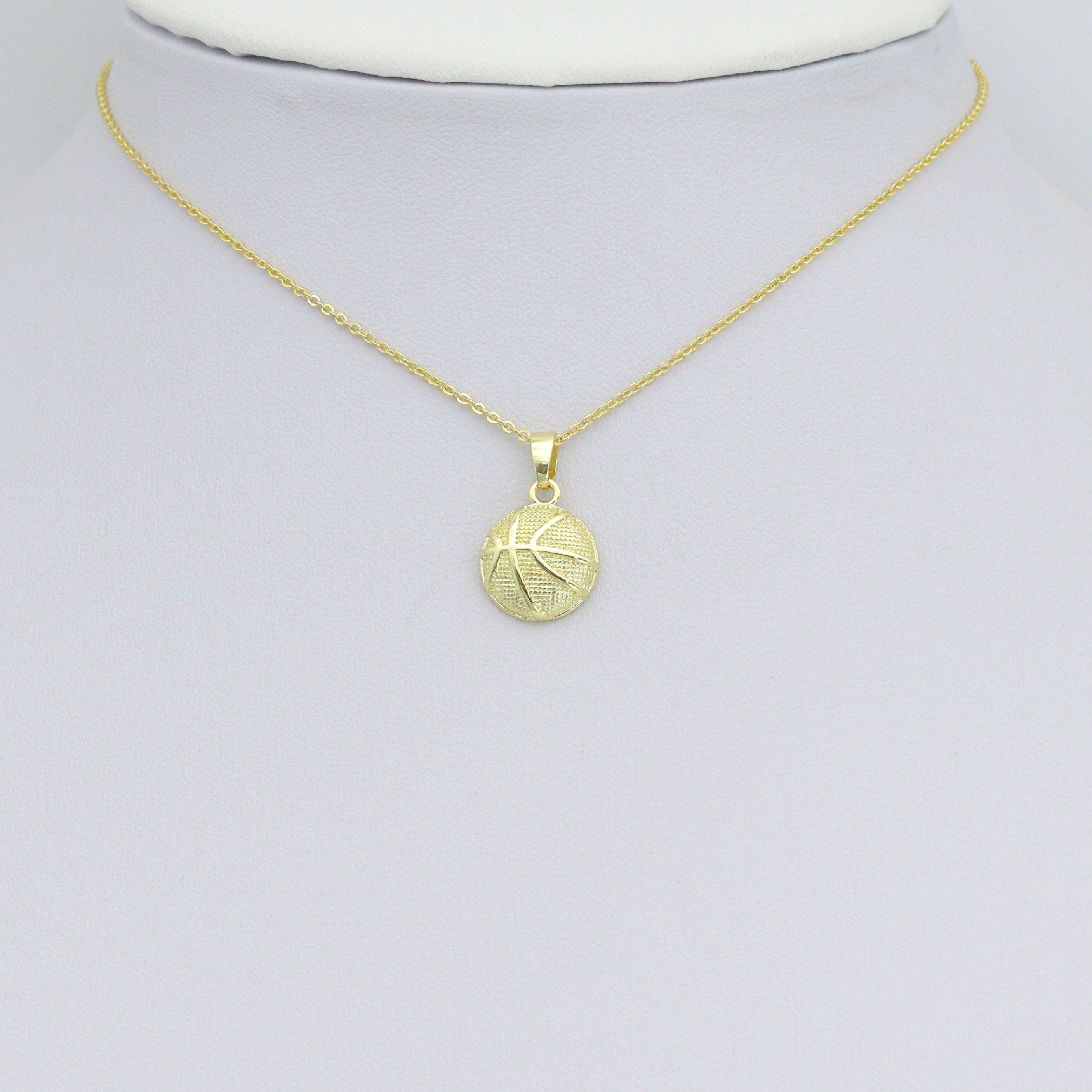 Gold Basketball Charm Pendant,Sku#LX852